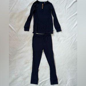 Posh Peanut Black Ribbed PJ set